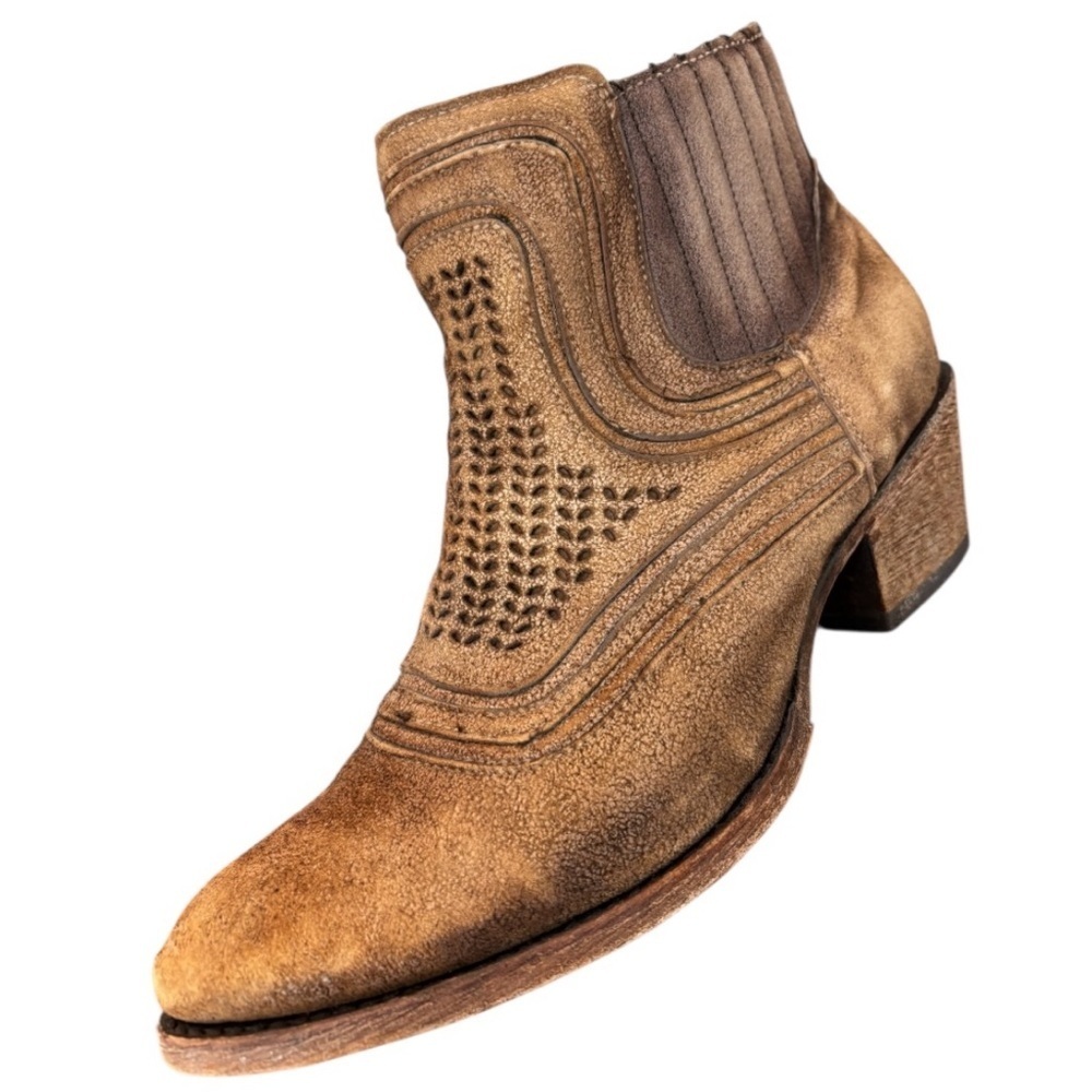 Corral Western $115 NWT C3143 Round Toe Tan Leather Heeled Ankle Boots + Zipper